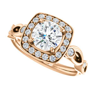 CZ Wedding Set, featuring The Madison engagement ring (Customizable Round Cut Design with Halo and Bezel-Accented Infinity-inspired Split Band) - Image 13