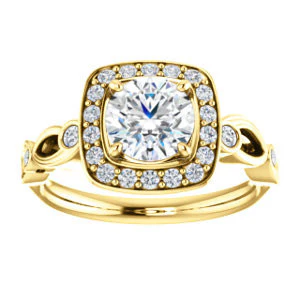 CZ Wedding Set, featuring The Madison engagement ring (Customizable Round Cut Design with Halo and Bezel-Accented Infinity-inspired Split Band) - Image 7