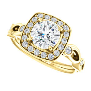 CZ Wedding Set, featuring The Madison engagement ring (Customizable Round Cut Design with Halo and Bezel-Accented Infinity-inspired Split Band) - Image 9