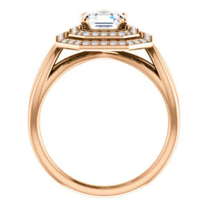CZ Wedding Set, featuring The Magda Lesli engagement ring (Customizable Double-Halo Style Asscher Cut with Curving Split Band) - Image 3