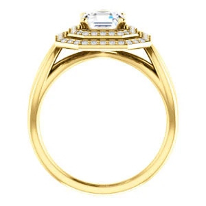 CZ Wedding Set, featuring The Magda Lesli engagement ring (Customizable Double-Halo Style Asscher Cut with Curving Split Band) - Image 5