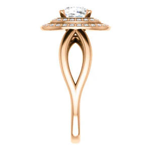 CZ Wedding Set, featuring The Magda Lesli engagement ring (Customizable Double-Halo Style Cushion Cut with Curving Split Band) - Image 12