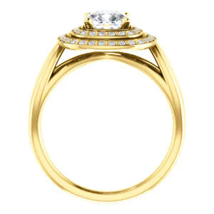 CZ Wedding Set, featuring The Magda Lesli engagement ring (Customizable Double-Halo Style Cushion Cut with Curving Split Band) - Image 3