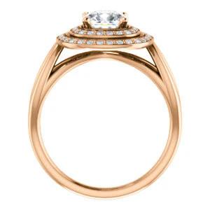 CZ Wedding Set, featuring The Magda Lesli engagement ring (Customizable Double-Halo Style Cushion Cut with Curving Split Band) - Image 5