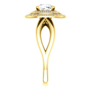 CZ Wedding Set, featuring The Magda Lesli engagement ring (Customizable Double-Halo Style Cushion Cut with Curving Split Band) - Image 8