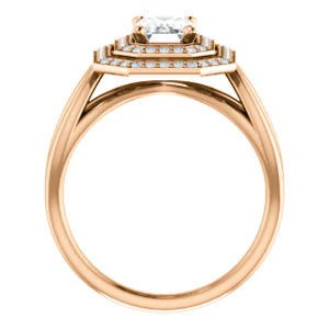 CZ Wedding Set, featuring The Magda Lesli engagement ring (Customizable Double-Halo Style Emerald Cut with Curving Split Band) - Image 3
