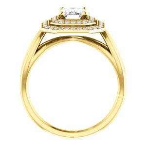 CZ Wedding Set, featuring The Magda Lesli engagement ring (Customizable Double-Halo Style Emerald Cut with Curving Split Band) - Image 5