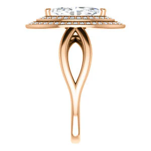 CZ Wedding Set, featuring The Magda Lesli engagement ring (Customizable Double-Halo Style Marquise Cut with Curving Split Band) - Image 12