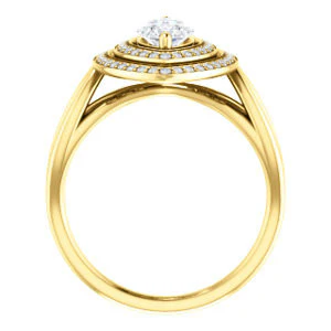 CZ Wedding Set, featuring The Magda Lesli engagement ring (Customizable Double-Halo Style Marquise Cut with Curving Split Band) - Image 3