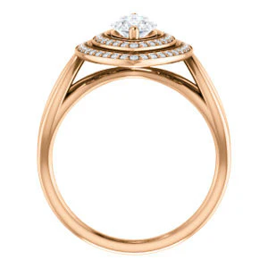 CZ Wedding Set, featuring The Magda Lesli engagement ring (Customizable Double-Halo Style Marquise Cut with Curving Split Band) - Image 5