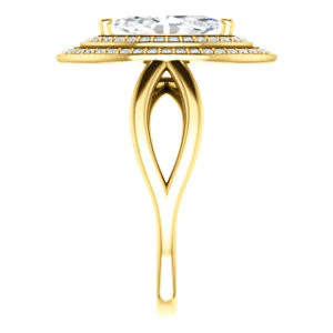 CZ Wedding Set, featuring The Magda Lesli engagement ring (Customizable Double-Halo Style Marquise Cut with Curving Split Band) - Image 8