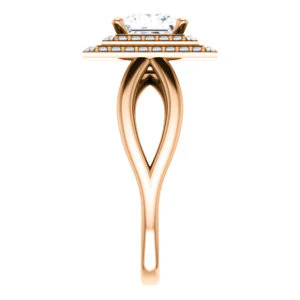 CZ Wedding Set, featuring The Magda Lesli engagement ring (Customizable Double-Halo Style Princess Cut with Curving Split Band) - Image 12