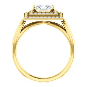 CZ Wedding Set, featuring The Magda Lesli engagement ring (Customizable Double-Halo Style Princess Cut with Curving Split Band) - Image 3