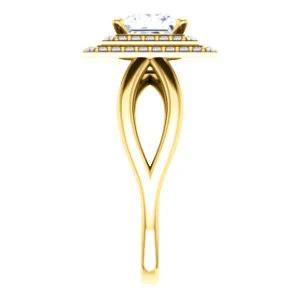 CZ Wedding Set, featuring The Magda Lesli engagement ring (Customizable Double-Halo Style Princess Cut with Curving Split Band) - Image 8