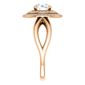 CZ Wedding Set, featuring The Magda Lesli engagement ring (Customizable Double-Halo Style Round Cut with Curving Split Band) - Image 12