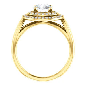 CZ Wedding Set, featuring The Magda Lesli engagement ring (Customizable Double-Halo Style Round Cut with Curving Split Band) - Image 3