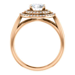 CZ Wedding Set, featuring The Magda Lesli engagement ring (Customizable Double-Halo Style Round Cut with Curving Split Band) - Image 5