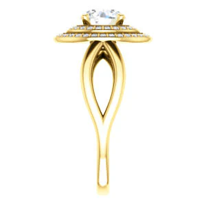 CZ Wedding Set, featuring The Magda Lesli engagement ring (Customizable Double-Halo Style Round Cut with Curving Split Band) - Image 8
