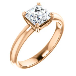 CZ Wedding Set, featuring The Marie Rosalind engagement ring (Customizable Asscher Cut Solitaire with Tooled Trellis Design) - Image 10