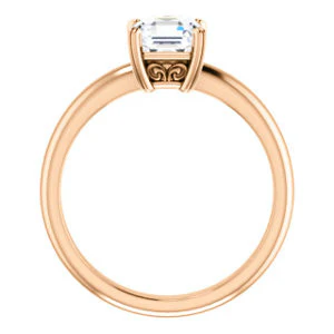 CZ Wedding Set, featuring The Marie Rosalind engagement ring (Customizable Asscher Cut Solitaire with Tooled Trellis Design) - Image 3