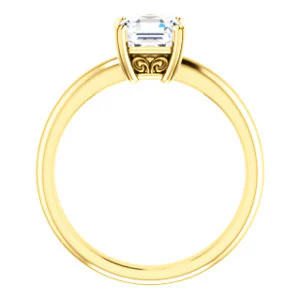 CZ Wedding Set, featuring The Marie Rosalind engagement ring (Customizable Asscher Cut Solitaire with Tooled Trellis Design) - Image 5
