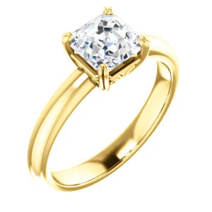 CZ Wedding Set, featuring The Marie Rosalind engagement ring (Customizable Asscher Cut Solitaire with Tooled Trellis Design) - Image 6
