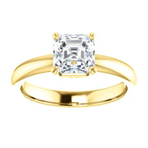 CZ Wedding Set, featuring The Marie Rosalind engagement ring (Customizable Asscher Cut Solitaire with Tooled Trellis Design) - Image 7