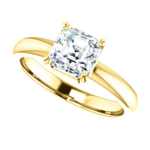 CZ Wedding Set, featuring The Marie Rosalind engagement ring (Customizable Asscher Cut Solitaire with Tooled Trellis Design) - Image 9