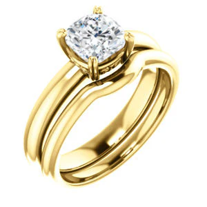 CZ Wedding Set, featuring The Marie Rosalind engagement ring (Customizable Cushion Cut Solitaire with Tooled Trellis Design) - Image 2