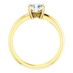CZ Wedding Set, featuring The Marie Rosalind engagement ring (Customizable Cushion Cut Solitaire with Tooled Trellis Design) - Image 3