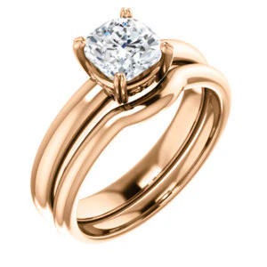CZ Wedding Set, featuring The Marie Rosalind engagement ring (Customizable Cushion Cut Solitaire with Tooled Trellis Design) - Image 4