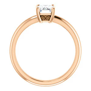 CZ Wedding Set, featuring The Marie Rosalind engagement ring (Customizable Emerald Cut Solitaire with Tooled Trellis Design) - Image 3