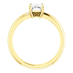 CZ Wedding Set, featuring The Marie Rosalind engagement ring (Customizable Emerald Cut Solitaire with Tooled Trellis Design) - Image 5