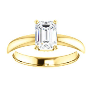 CZ Wedding Set, featuring The Marie Rosalind engagement ring (Customizable Emerald Cut Solitaire with Tooled Trellis Design) - Image 7