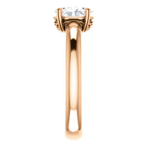 CZ Wedding Set, featuring The Marie Rosalind engagement ring (Customizable Oval Cut Solitaire with Tooled Trellis Design) - Image 12