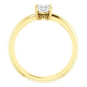 CZ Wedding Set, featuring The Marie Rosalind engagement ring (Customizable Oval Cut Solitaire with Tooled Trellis Design) - Image 3