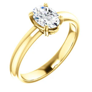 CZ Wedding Set, featuring The Marie Rosalind engagement ring (Customizable Oval Cut Solitaire with Tooled Trellis Design) - Image 6
