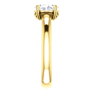 CZ Wedding Set, featuring The Marie Rosalind engagement ring (Customizable Oval Cut Solitaire with Tooled Trellis Design) - Image 8