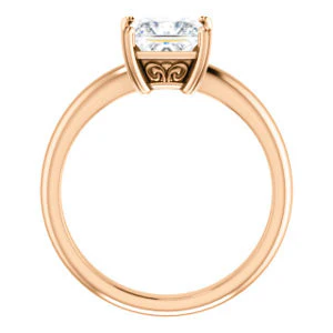 CZ Wedding Set, featuring The Marie Rosalind engagement ring (Customizable Princess Cut Solitaire with Tooled Trellis Design) - Image 3
