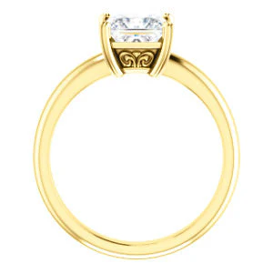 CZ Wedding Set, featuring The Marie Rosalind engagement ring (Customizable Princess Cut Solitaire with Tooled Trellis Design) - Image 5
