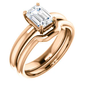 CZ Wedding Set, featuring The Marie Rosalind engagement ring (Customizable Radiant Cut Solitaire with Tooled Trellis Design) - Image 4
