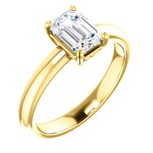 CZ Wedding Set, featuring The Marie Rosalind engagement ring (Customizable Radiant Cut Solitaire with Tooled Trellis Design) - Image 6