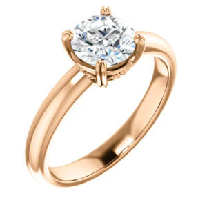 CZ Wedding Set, featuring The Marie Rosalind engagement ring (Customizable Round Cut Solitaire with Tooled Trellis Design) - Image 10