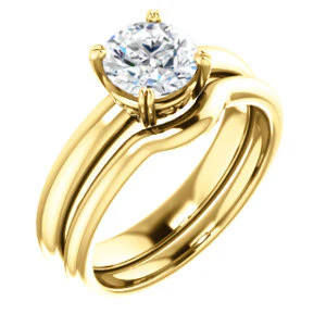 CZ Wedding Set, featuring The Marie Rosalind engagement ring (Customizable Round Cut Solitaire with Tooled Trellis Design) - Image 4