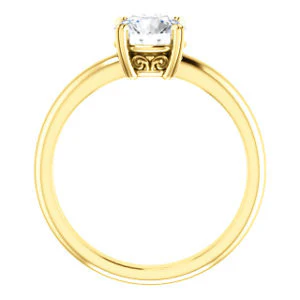 CZ Wedding Set, featuring The Marie Rosalind engagement ring (Customizable Round Cut Solitaire with Tooled Trellis Design) - Image 5