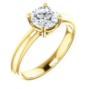 CZ Wedding Set, featuring The Marie Rosalind engagement ring (Customizable Round Cut Solitaire with Tooled Trellis Design) - Image 6