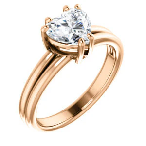 CZ Wedding Set, featuring The Marnie engagement ring (Customizable Heart Cut Solitaire with Grooved Band) - Image 10