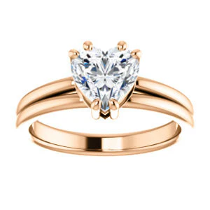 CZ Wedding Set, featuring The Marnie engagement ring (Customizable Heart Cut Solitaire with Grooved Band) - Image 11