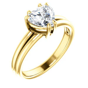 CZ Wedding Set, featuring The Marnie engagement ring (Customizable Heart Cut Solitaire with Grooved Band) - Image 6
