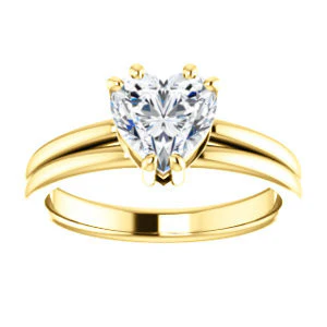 CZ Wedding Set, featuring The Marnie engagement ring (Customizable Heart Cut Solitaire with Grooved Band) - Image 7